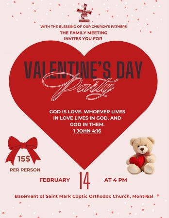 The Family meeting invites you for a Valentine’s Day Party on Feb 14th at 16:00